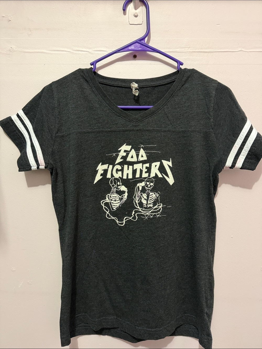 Foo Fighters Black Graphic Tee with White Stripes -Women’s Small